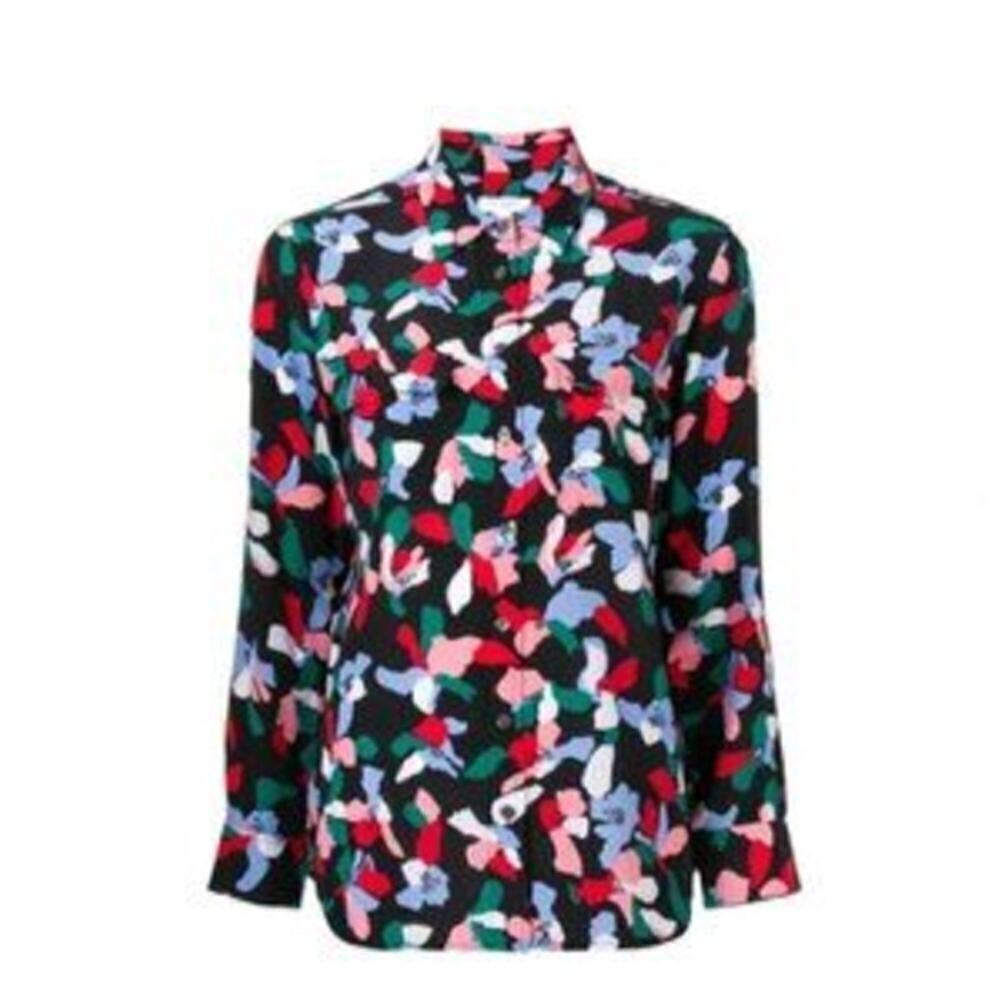 Equipment Femme 100% Silk Floral Multicolor Button Up Blouse Shirt • Size XS 🔴